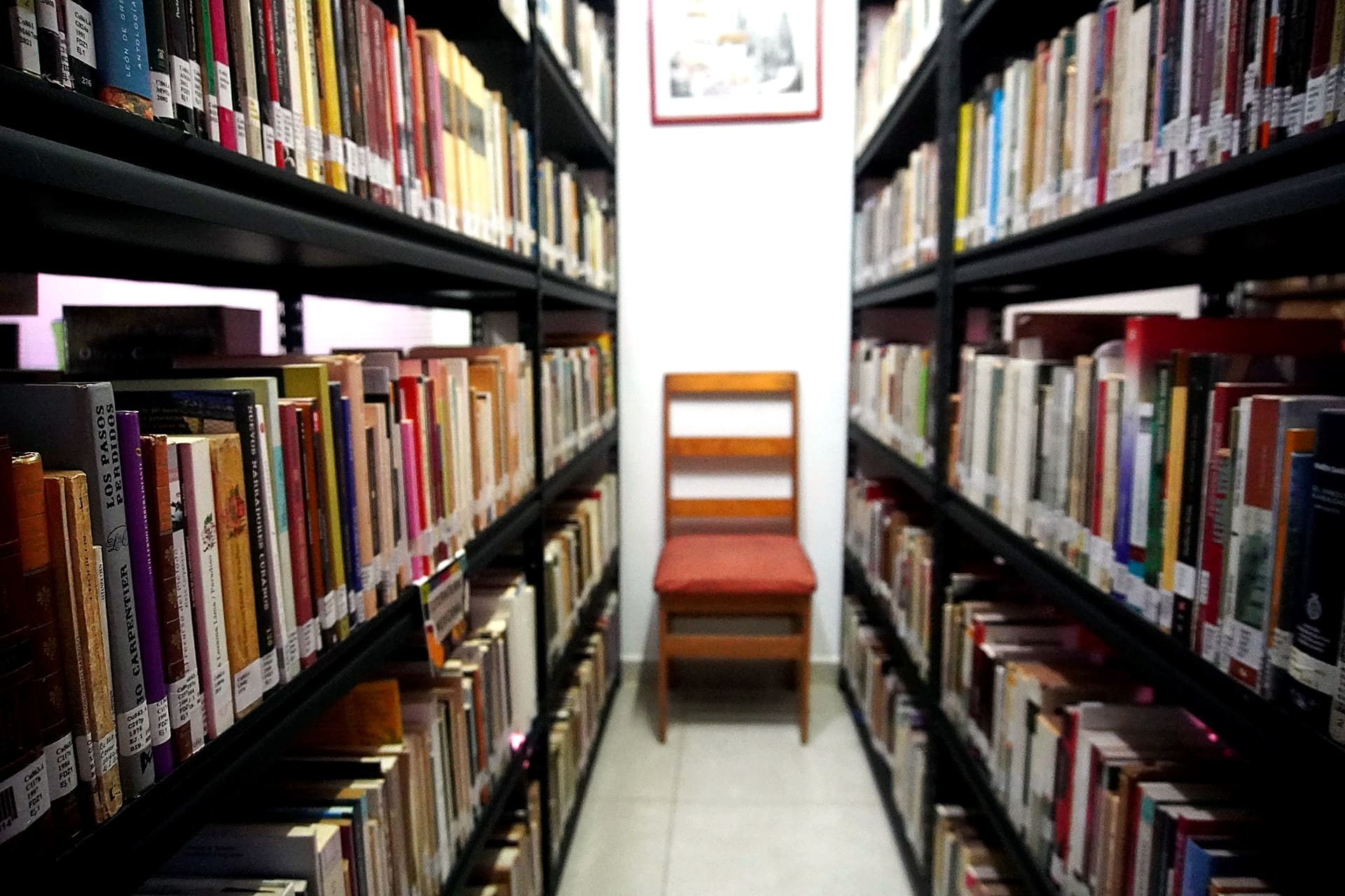 Pasillo del acervo de la biblioteca